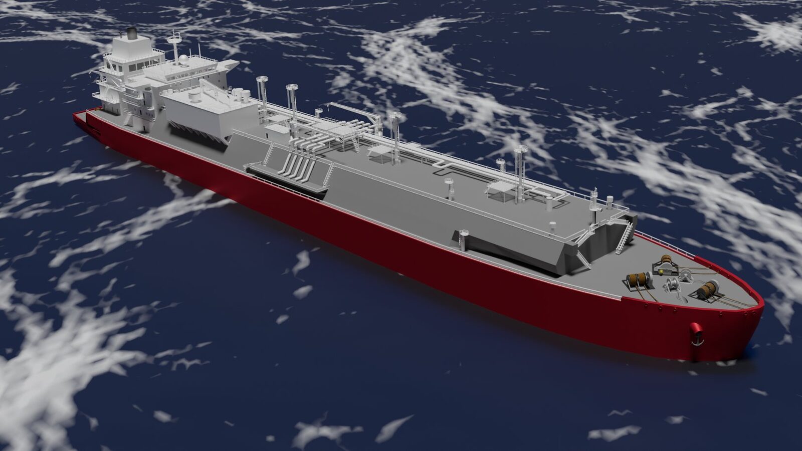 Nava LNG Carrier ARISTOS I navigând pe mare — randare 3D