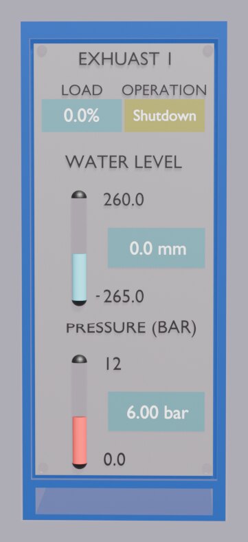 Panoul economizorului (exhaust boiler) nr. 1 în simulator