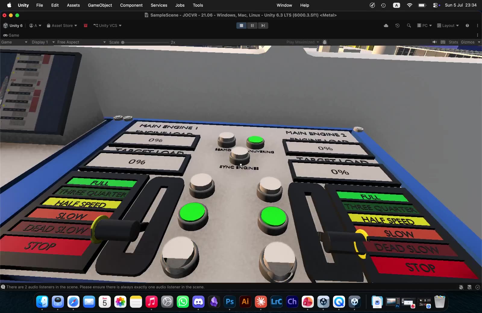 Cadru din simulator: manevra de plecare a navei din port